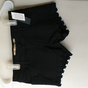 New Hollister Short Short Black Scalloped Lace Trim Jean Shorts 23
